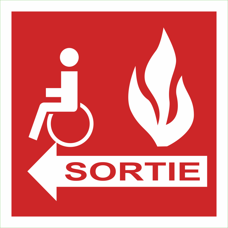Sortie incendie pour handicapes à gauche