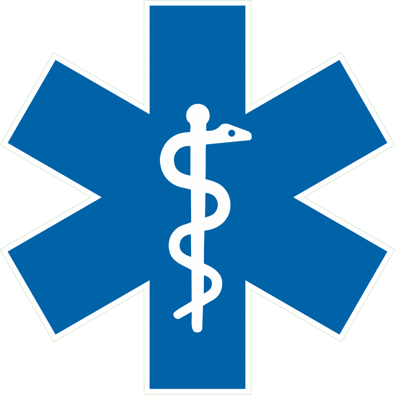 Croix du caducée adhésif bleu pour ambulance et métiers de la santé