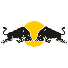 Taureau RedBull logo Jaune et noir Gauche et droite